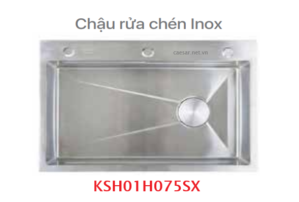 Chậu rửa chén inox - 1 Hộc CAESAR - KSH01H075SX