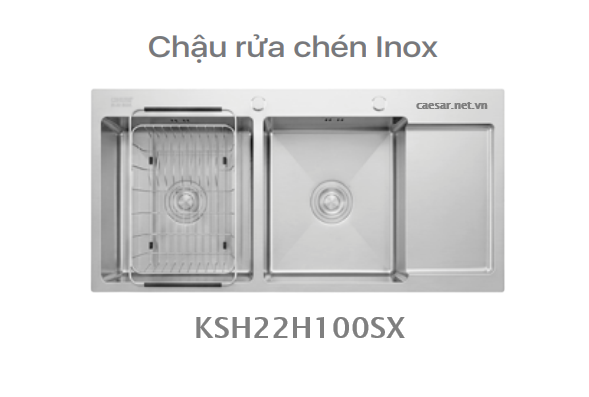 Chậu rửa chén inox - 2 Hộc CAESAR - KSH22H100SX