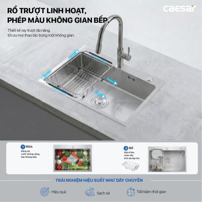 KSH01H082SE - Chậu chén 1 hộc, mài vát cạnh, inox 304 cao cấp, 82 x 45 cm