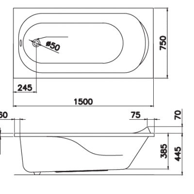 Bồn tắm chân yếm - AT0150L(R)