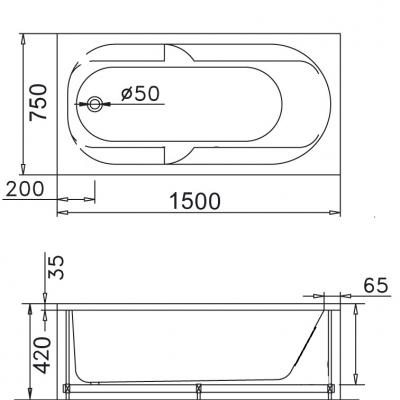 Bồn tắm chân yếm - AT0250L(R)