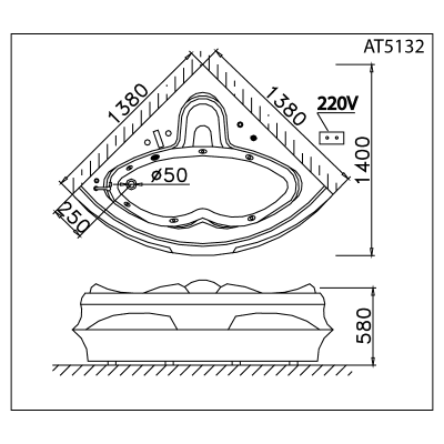 Bồn Tắm Góc Chân Yếm - AT5132