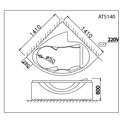 Bồn tắm góc chân yếm - AT5140