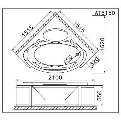 Bồn tắm góc chân yếm - AT5150