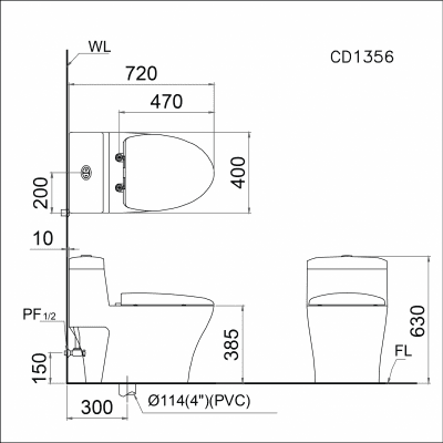 Bàn Cầu Nắp Điện Tử CD1356+TAF200H