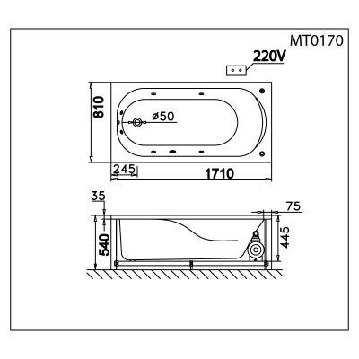 Bồn tắm massage xây - MT0170
