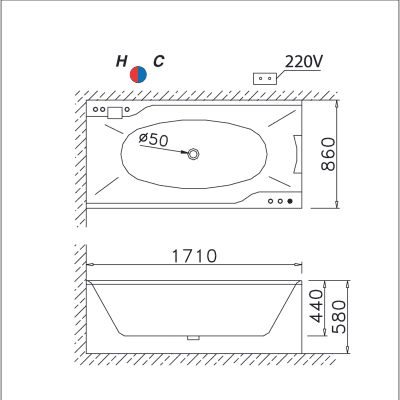 Bồn Tắm Massage Chân Yếm - MT0870L/R
