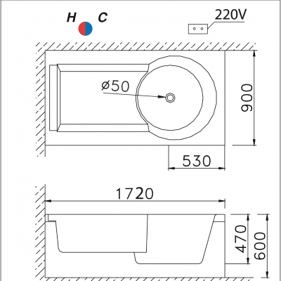 Bồn Tắm Massage Chân Yếm - MT211L/R