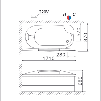 Bồn Tắm Massage + Massage Hơi Chân Yếm - MT3370SL/R