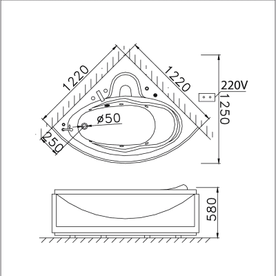 Bồn tắm góc massage - chân yếm - MT5120