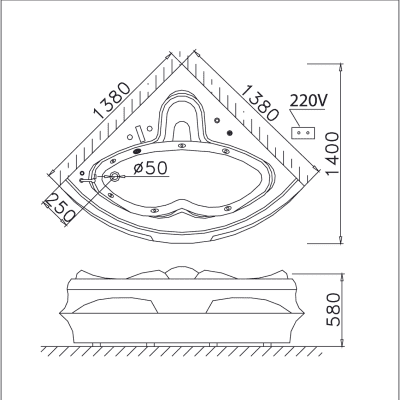 Bồn Tắm Góc Massage Chân Yếm - MT5132