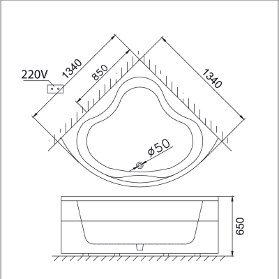 Bồn Tắm Góc Massage Chân Yếm - MT5133