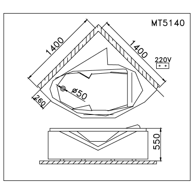 Bồn tắm góc massage chân yếm - MT5140