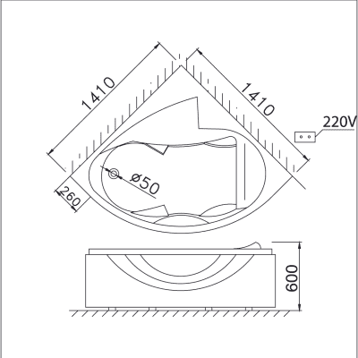 Bồn tắm góc massage xây - MT5140A